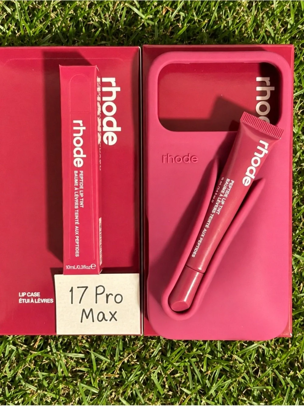 RHODE raspberry Silicone iPhone 17 Pro Max Case with Lip Tint Slot